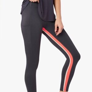 Splits59 Gray Leggings with Red and White Stripes